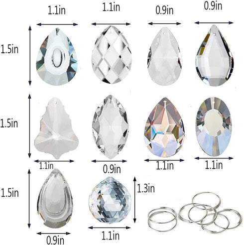 Pack 10 KANPURA of Clear Crystal Suncatcher Chandelier Lamp Lighting Drops Pendants,Hanging Glass Ball Prisms Window