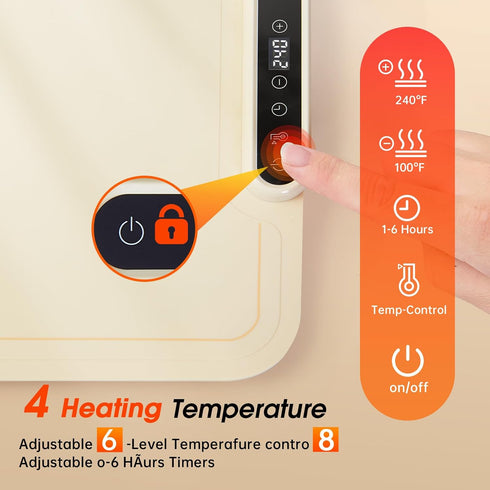 24"x16" 9 Settings 6H Warming Mat For Food Extra Large- Electric Warming Trays for Buffets Party, Food Warmers