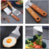 2 PCS Metal Spatula for Cast Iron Skillet, Stainless Steel Slotted Turner with Wood Handle, Flat Top Grill Spatulas