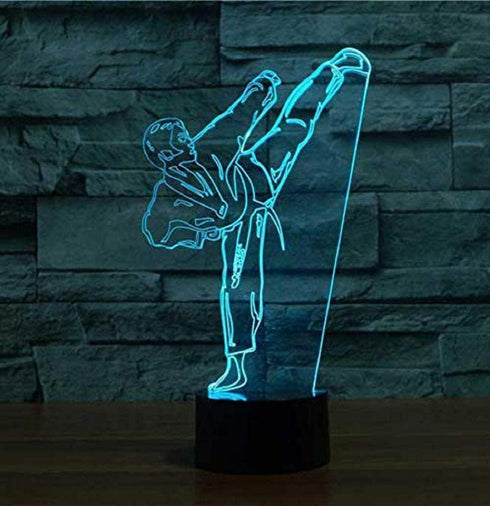 YTDZLTD 3D 16 Creative Taekwondo Night Light Colors Changing USB Power Remote Control Touch Switch Decor Lamp Optical