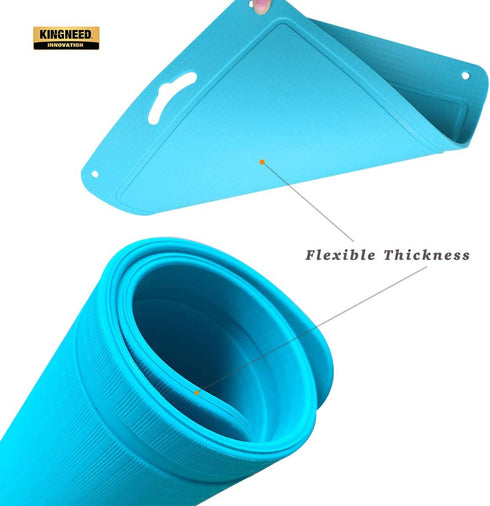 Silicone Chopping Mat Flexible Thick Cutting Board Food Grade Material Odorless Two Sided Non-Slipping 0.15 inch Thickness, 12.6 x 9.6 inch for Kitchen (Blue)