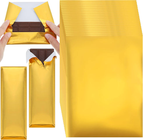 Tanlade 200 Pcs Gold Chocolate Bar Wrappers Bulk with Thick Paper Backing,