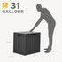 30 DWVO Gallon Deck Box Outdoor Storage Box, Lockable Outside Storage Bin for Gardening Tools, Patio Cushions