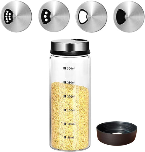10 oz Clear Glass Salt and Pepper Shakers with Adjustable Outlet Holes, Spice Seasoning Cans for Kitchen Decor (300ml)