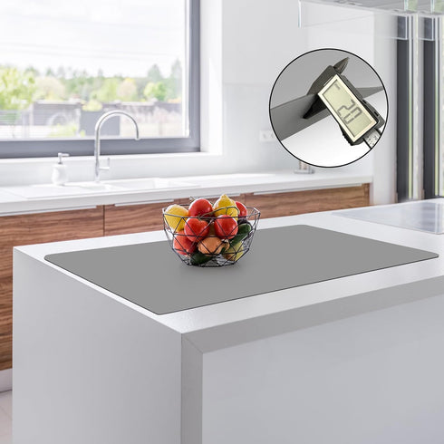 Silicone Countertop Mat, 35.4"x23.6"x0.08" Heat Resistant Waterproof Protector for Kitchen, Light Gray