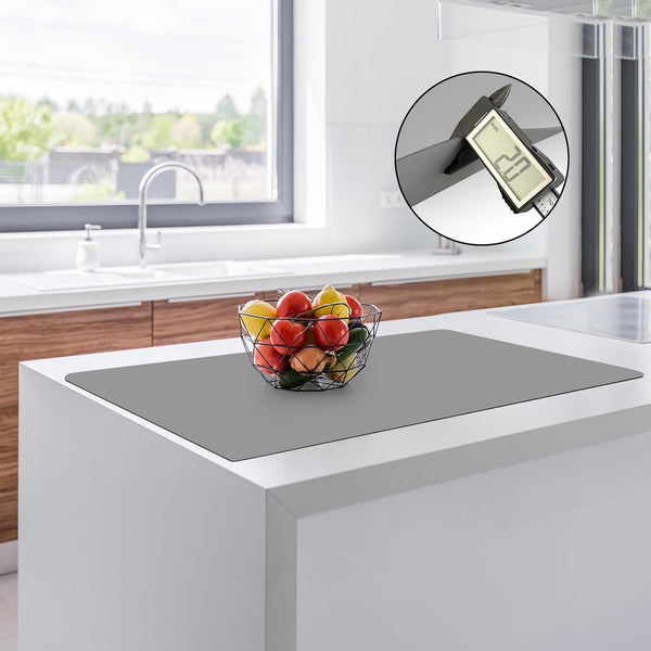 Silicone Countertop Mat, 35.4"x23.6"x0.08" Heat Resistant Waterproof Protector for Kitchen, Light Gray
