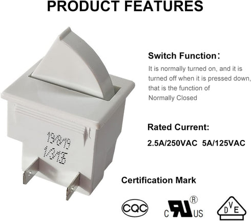 Heyiarbeit Refrigerator Door Light Switch, 2Pin Universal Replacement Switch, 2Pcs for Most Refrigerators