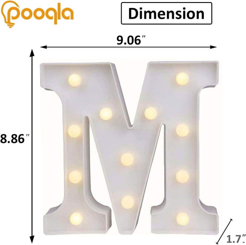 Pooqla LED Marquee Letter Lights, Warm White and Cool White Decorative Lighted Letters, Light Up Alphabet Letters