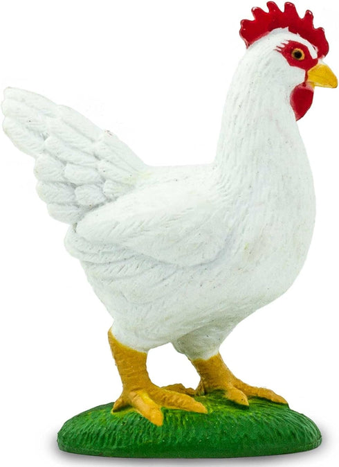2.25" 3+ Safari Ltd. White Leghorn Chicken Figurine - Lifelike Model Figure - Educational Toy for Boys, Girls, and Kids