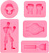 Boxing Sports Silicone Molds, 5 Pcs 3D Gloves Helmet Belt Molds for Cake Decorating and DIY Crafts