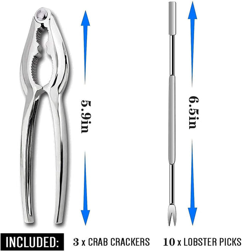 ShengTu 3+10 Pack Crab Leg Crackers and Tools - Premium No Rust Lobster Crackers & Seafood Forks,Nut Crackers Crab Leg