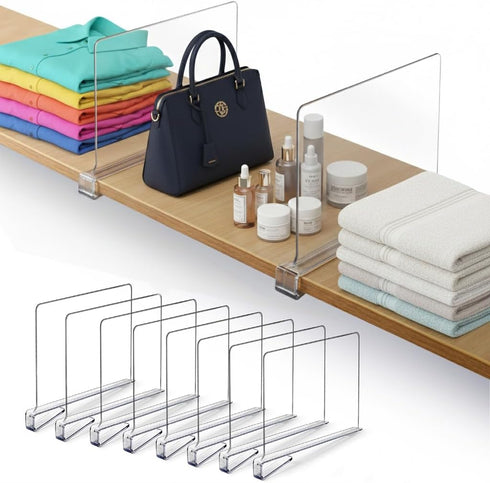 HOMY BLISS 8 Pack Acrylic Shelf Dividers for Closet 11x7.9 Inch Acrylic Dividers for