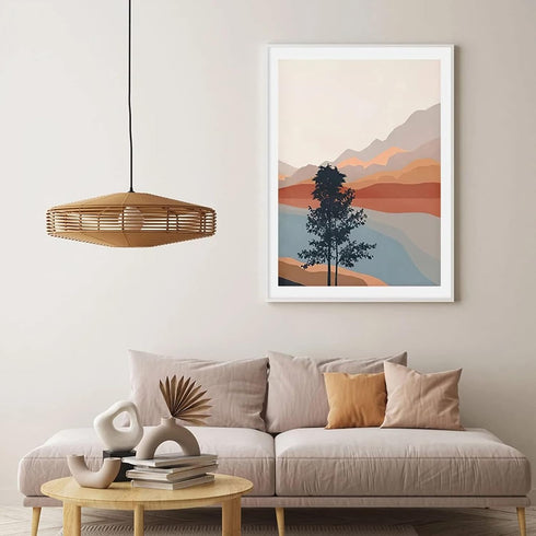 Bankrenart Nature Landscape Wall Art Prints: Mountain Sun Lake Artwork for Living Room Unframed 16x24 Inch