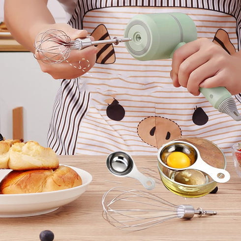 Hand Mixer, Portable Electric Cordless Handheld Mixer, 3-speed USB Rechargeable with Twin Mixer Whips and Egg Separator