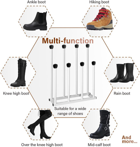 Tigerden 4 Closet, Free Standing Shoe Racks, Tall Black Metal Boot Rack Organizer for Pairs, Knee-High Boot Storage