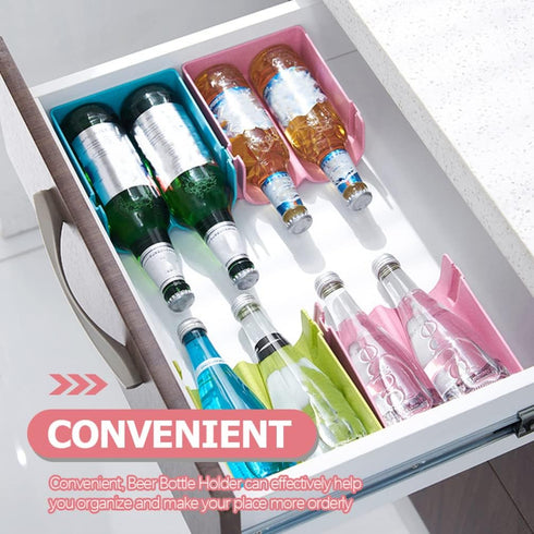 Hemoton Refrigerator Bottle Rack, 3pcs Stackable Plastic Wine and Water Bottle Organizer for Pantry Countertop