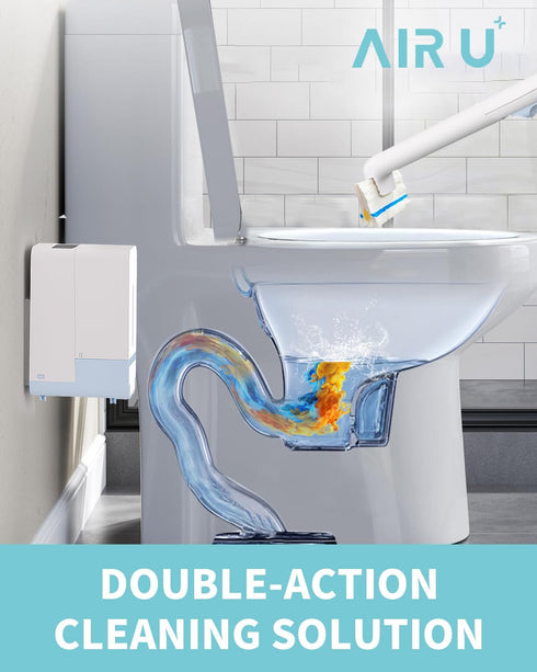 Disposable Toilet Brush Wand Starter Kit - Wall Mount Cleaning System with 1 Wand, 24 Flushable Refills, 1 Caddy