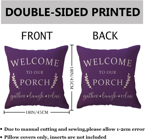 ULOVE LOVE YOURSELF 18x18,2Pack Country Porch Decor Throw Pillow Covers Farmhouse Pillowcases Welcome to Our Porch Stay