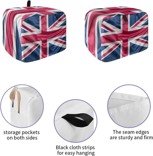 Toaster Dust Cover with Pockets, National Flag Day Classic Flag British Loyalty Symbol Soft Washable 2 Slice Toaster Cover, Dust-proof Cover for Small Appliance Cover and Fingerprint Protection