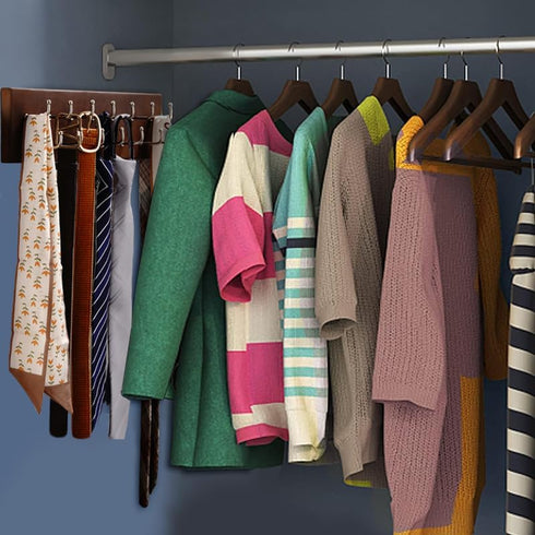 28 Closet, 4.25''Hx16''L Treehouse Belt Organizer Rack, Holds Over Large Belts, Sturdy Metal & Sturdy Wood Storage