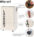 92L Large Laundry Hamper with Leather Handle,Standable Laundry Basket with Wheels ,Large Hamper,Rolling Laundry Basket