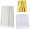 Lollipop Stick (6 inch), Candy Wrappers and Twist Ties Set, 100 Papery Lollipop Sticks, 200 Bags & 200 Twist Ties