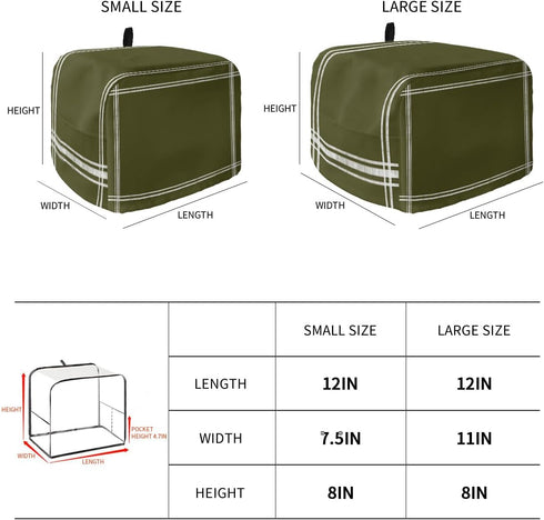 Toaster Cover, Solid Color Dark Olive Green 2 Slice, Soft Washable Dust-proof Cover with Pockets for Small Appliance