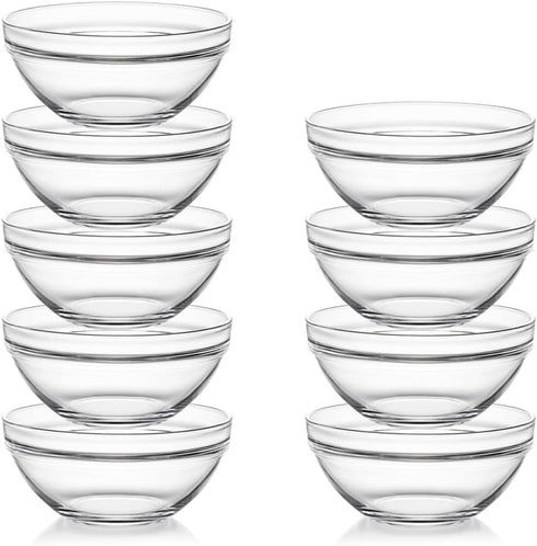 Sweejar 3.5 Inch Small Glass Bowls Set - 9 Pack, 5 oz Prep Bowls for Cooking, Kitchen, Dessert, Ice Cream