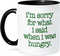 3dRose I'm Sorry For What I Said When I Was Hungry - Lime Green Two Tone Mug, 11 oz, Black