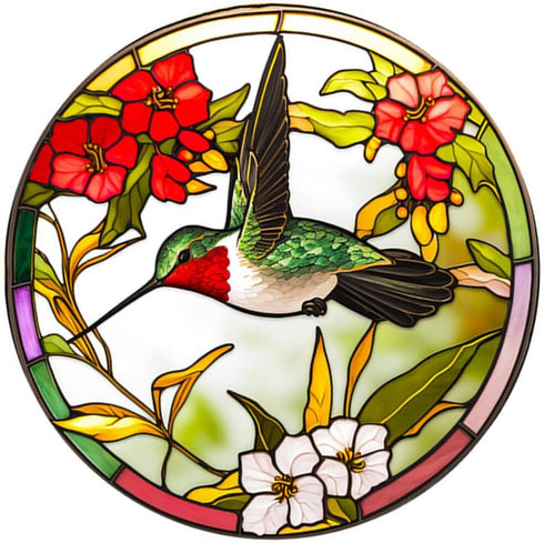 Stained Glass Hummingbird Window Clings, Anti-Collision Decals for Summer Window Decoration