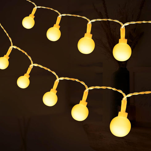 AUAUY 40 19.6FT 2 String Lights, LED String Lights Battery Operated Modes, Christmas Lights Bedroom, Waterproof Outdoor