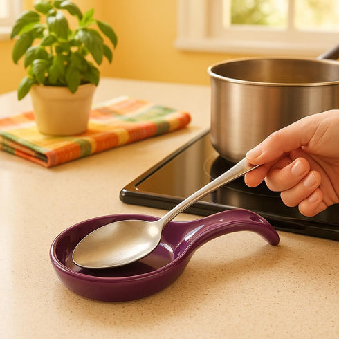 Reston Lloyd Kitchen Counter Utensil Spoon Rest for Ladles, Spaghetti Forks, & Spatulas, Seafoam