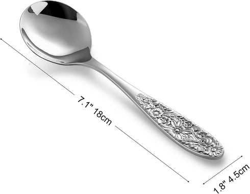KEAWELL Sunflower Soup Spoon, Set of 4, 18/10 Stainless Steel, Silver Visions Bouillon Spoon, Dishwasher Safe, Fine Mirror Polished…