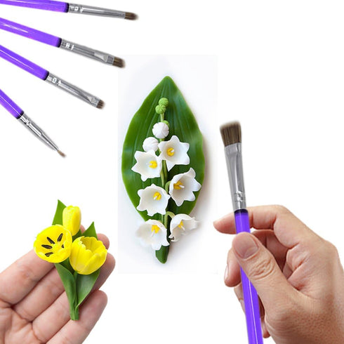AK ART KITCHENWARE Sugar Cookie Brushes Set, Gum Paste Flower Tools, Fondant Cake Decorating Supplies (Set of 5pcs)