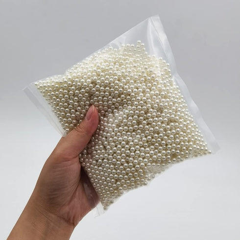 3800pcs 5mm Ivory Polished ABS Undrilled Art Faux Pearls for Home Decoration, No Hole Imitation Round Pearl Beads