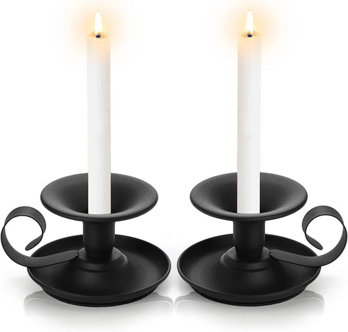 Yopay 4 Pack Iron Taper Candle Holder - Retro Rustproof Black Candlestick Holders for Halloween, Christmas, Wedding