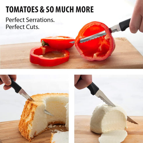 Rada Cutlery Anthem Series Tomato Slicer Knife, Made in USA, with Black Handle