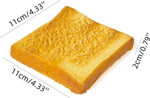 2PCS 4.33 Inches Artificial Simulation Bread Fake Toast Slice Lifelike Toast Faux Bread Realistic Food Model for Home