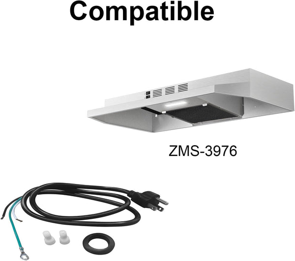 Range Hood Power Cord Kit ZMS-3976-PC - Hardwire to Plug-in Conversion for Zomagas Under Cabinet Range Hood