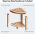 Corner Shower Stool for Inside Shower, HDPE Outdoor Side Table with 2-Tier Storage, Non-Slip Feet, White
