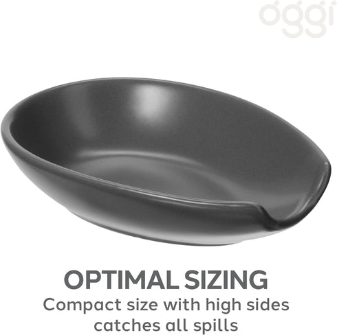 OGGI Spooner Ceramic Spoon Rest, Spoon Holder for Stove Top and Countertop, Kitchen Decor for Coffee Bar Accessories