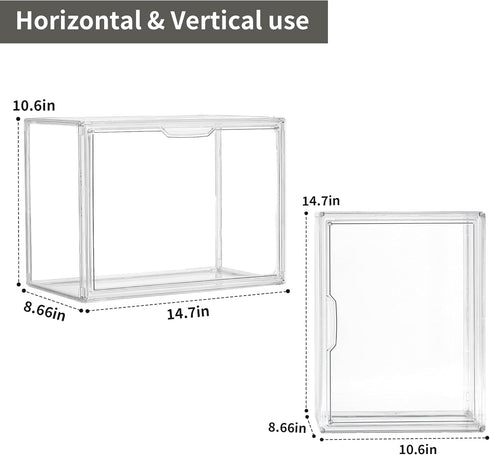 Cube Storage Organizer, Acrylic Book Case Display Box, Stackable Clear Plastic Book Storage Container, 1 Pack