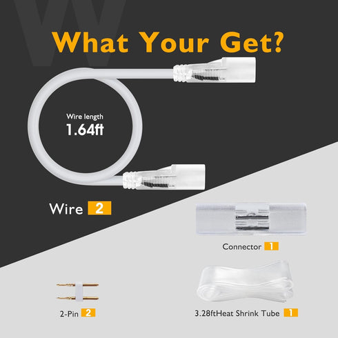 Connector and Connecting Wires for 8x16mm LED Single Color Neon Rope Light