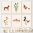 Yaasilinage Set 6 8x12in Nursery Animal Canvas Wall Art, Mallard Duck Hunting Poster, Fish Fishing Wall Decor