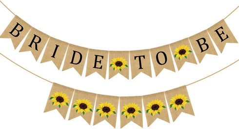Doumeny Bride to Be Burlap Banner, Rustic Sunflower Bunting Garland for Bridal Shower Party Decor