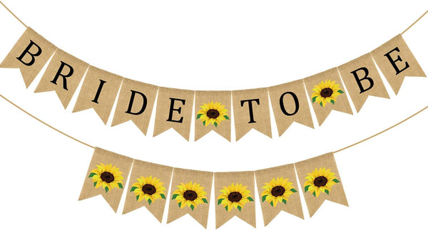 Doumeny Bride to Be Burlap Banner, Rustic Sunflower Bunting Garland for Bridal Shower Party Decor