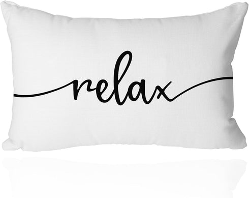 CarOptics Farmhouse Relax Lumbar Pillow Cover 12x20 Inch - 'Housewarming Gifts' Rustic Cushion
