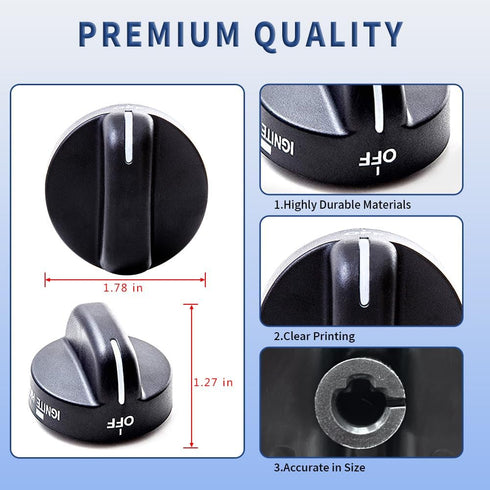 4Pcs 8273103 Gas Range Burner Knob Black Replacement Part for Whirlpool Range Stove, Replaces AP6012363, 8273107,