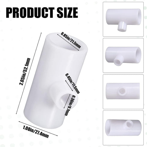 Outus 50 Pack Chicken Waterer PVC Tee Fittings, Fully Automatic Poultry Waterer PVC Fittings for Threaded Chicken Water