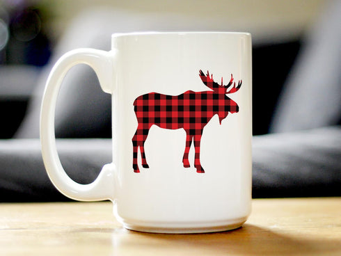 Moose Coffee Mug - Cabin Themed Gifts or Rustic Decor for Women and Men - Large 15oz White Ceramic Mug